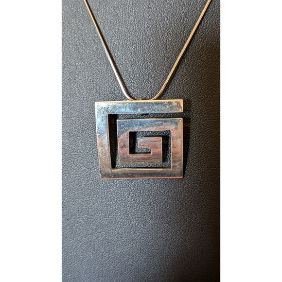 Sterling Silver Greek Key Mexico 925 Pendant & 20" Chain Necklace - Picture 5 of 7